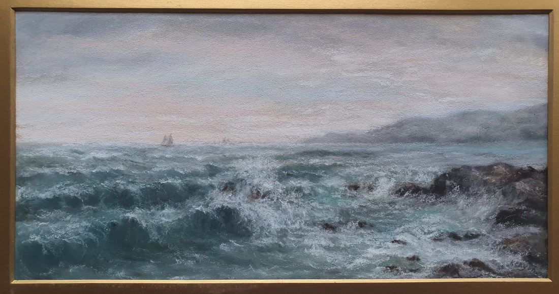 Kenyon, Henry Rodman (1861-1926) - Pastel painting of a seascape, probably in Massachusetts.